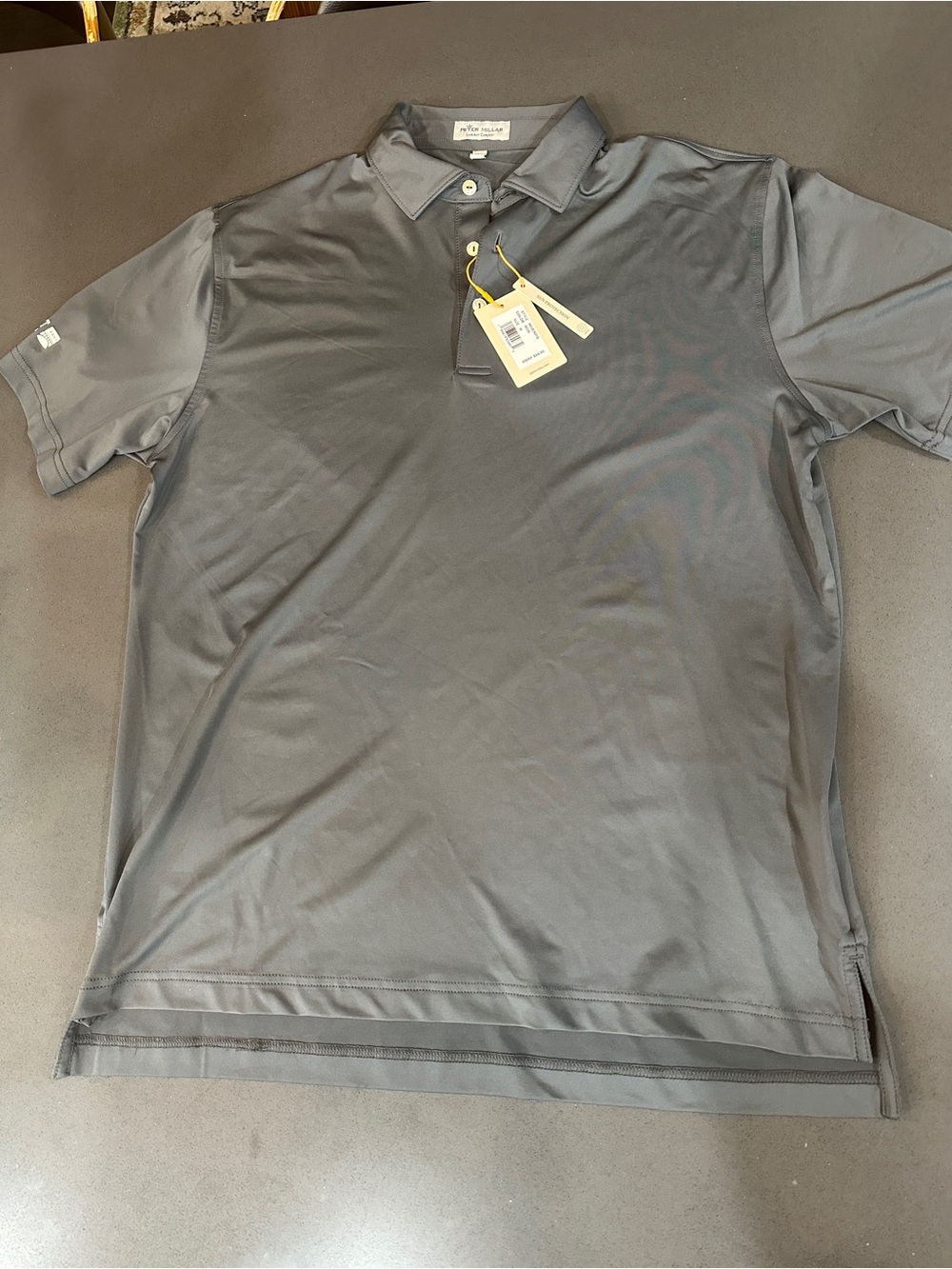 NEW Peter Millar Summer Comfort Golf Polo Med Iron Short sleeve w/Sleeve Logo